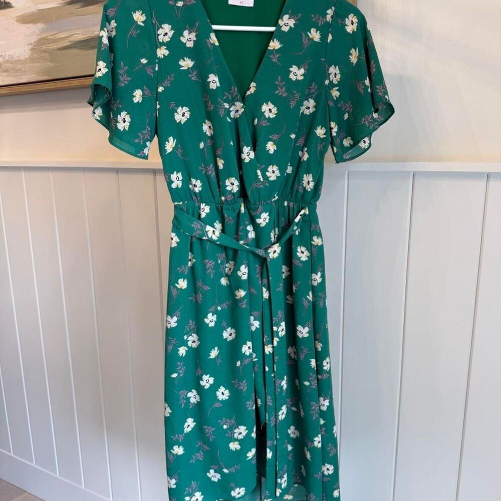 Floral Green Dress Midi